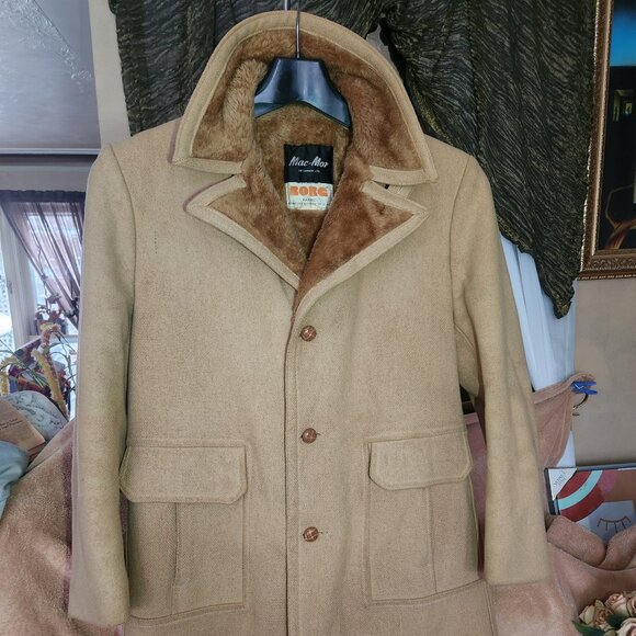 Fabulous warm borg lining/collar - Vintage Mac Mor Wool Coat - Leather buttons - Picture 6 of 10